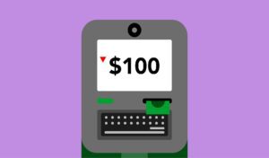 Person using an ATM machine to withdraw cash fee-free