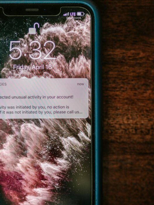Person checking a bank notification on a smartphone