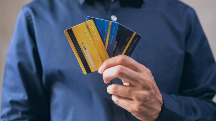 A person using a debit card to make a purchase — high-yield checking