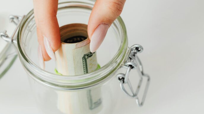 A couple budgeting for their wedding, planning finances together