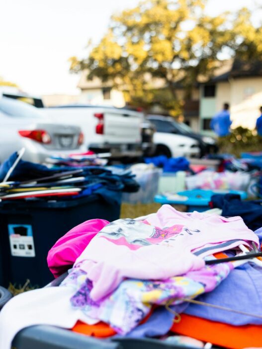 Rack of secondhand clothing ready to sell online