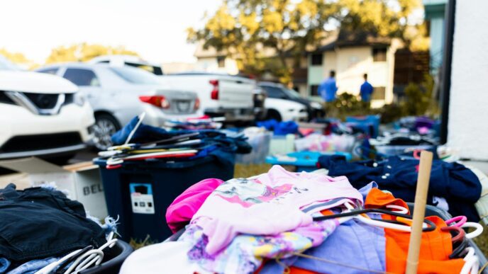 Rack of secondhand clothing ready to sell online