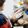 Food delivery takeout order being handed over