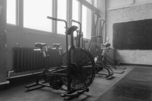 Empty gym with unused fitness equipment