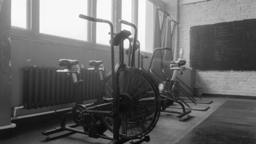 Empty gym with unused fitness equipment