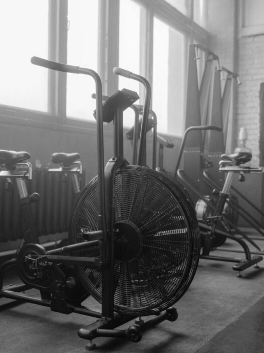 Empty gym with unused fitness equipment