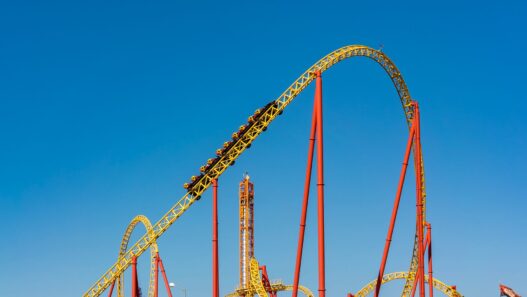 Roller coaster at an amusement park on a summer day