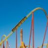 Roller coaster at an amusement park on a summer day