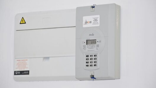 Residential electricity meter on the side of a house