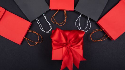 Wrapped holiday gifts and shopping bags set aside weeks before Christmas