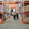 Warehouse worker handling packages during the holiday shipping season