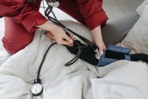 Doctor examining a patient at an urgent care clinic