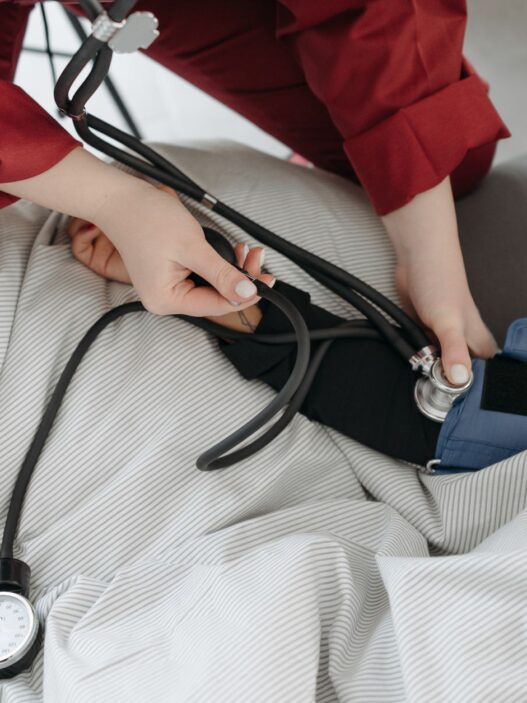 Doctor examining a patient at an urgent care clinic
